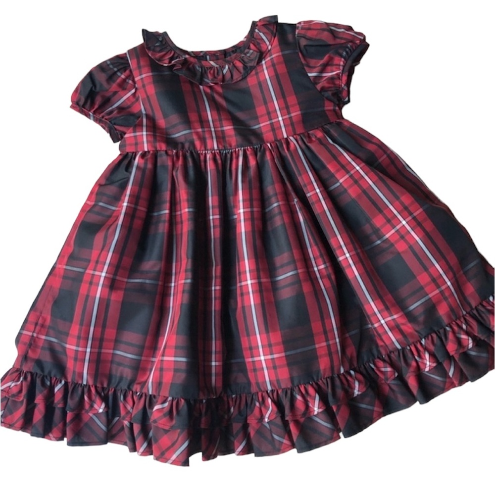 *RELISTED* Ralph Lauren Red & Black Plaid Dress & Bloomers Girl’s Size 12 Months - Picture 1 of 9